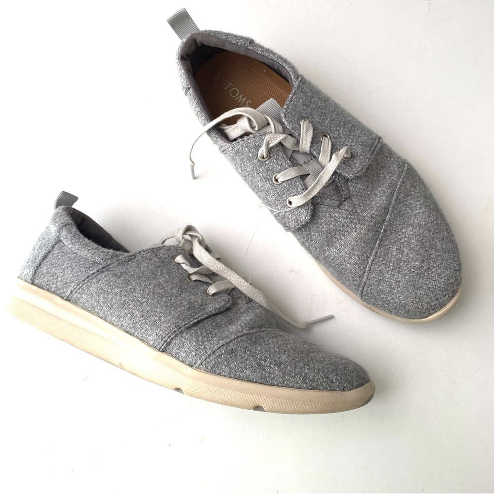 TOMS $114 Womens 9 Drizzle Gray Woven Del Rey Low Top Lace Up Casual Sneaker J2